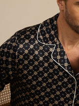 [Catena Nera] SilkSilky-IT Long Sleeve Lapel Collar Pigiami da uomo 003