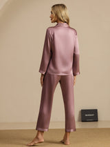 [Malva Pallido] SilkSilky-IT Long Sleeve Lapel Collar Pigiami da donna 002
