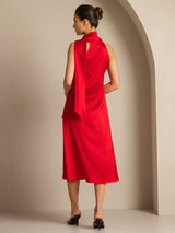 [Rosso] SilkSilky-IT Sleeveless Halter Vestiti da donna 002