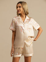 [Champagne] SilkSilky-IT Short Sleeve Lapel Collar Pigiami da donna 004