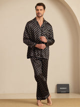 [Catena Nera] SilkSilky-IT Long Sleeve Lapel Collar Pigiami da uomo 004