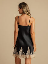 [Nero+Beige] SilkSilky-IT Sleeveless V Neck Camicia da notte 002