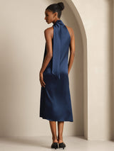 [Blu Scuro] SilkSilky-IT Sleeveless Halter Vestiti da donna 002