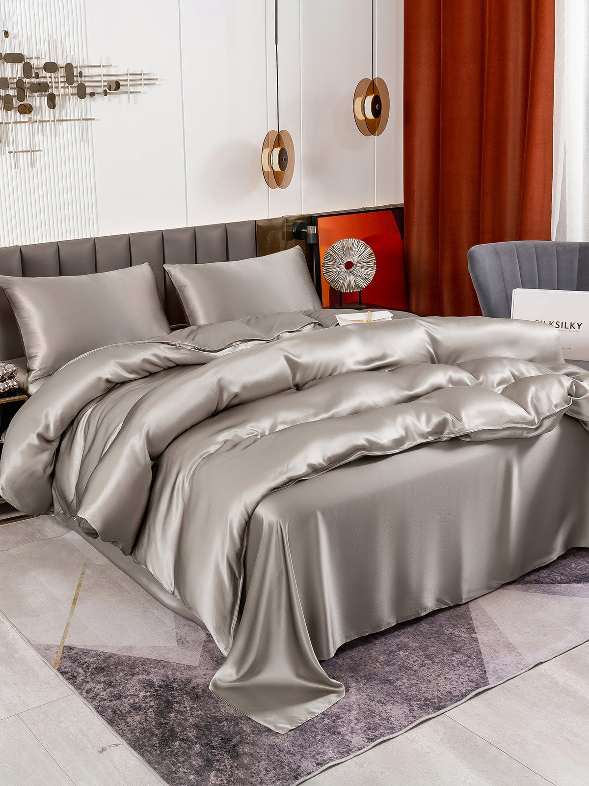 [Grigio] SilkSilky-IT 19Momme Seta pura Bedding Set 003