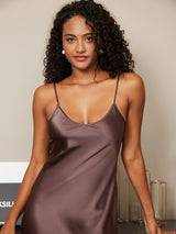 [Caffè] SilkSilky-IT Sleeveless V Neck Camicia da notte 004