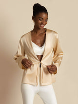 [Champagne] SilkSilky-IT 19Momme Manica lunga Capispalla da donna 005