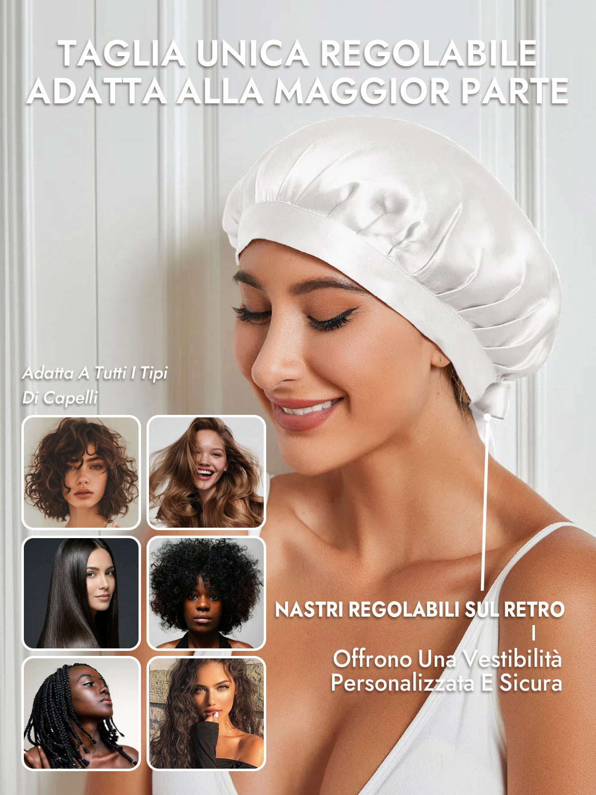 [Bianco] SilkSilky-IT Cuffia di seta 006