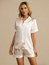 [Bianco] SilkSilky-IT Short Sleeve Lapel Collar Pigiami da donna 004