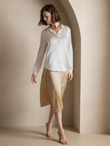 [Bianco] SilkSilky-IT Long Sleeve Lapel Collar Camicie da donna 007