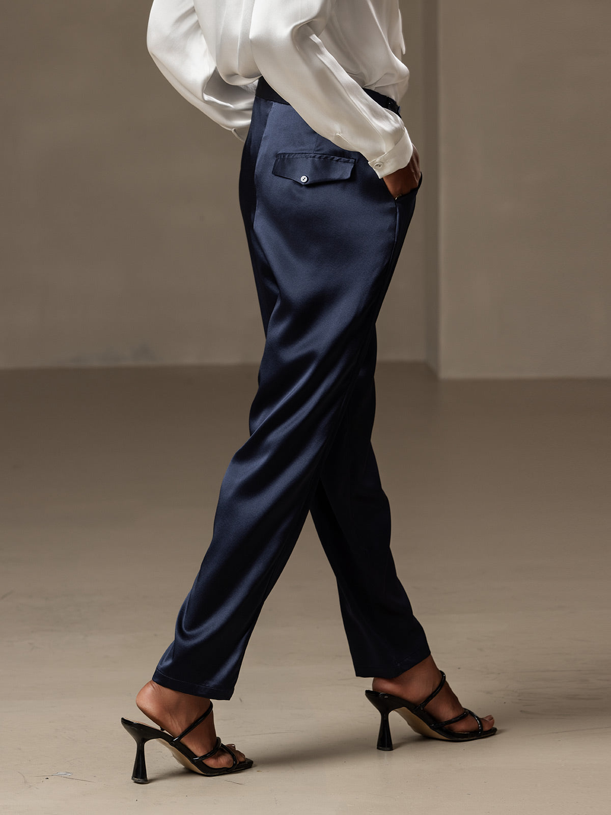 [Blu Scuro] SilkSilky-IT 19Momme Seta Womens Pants 002