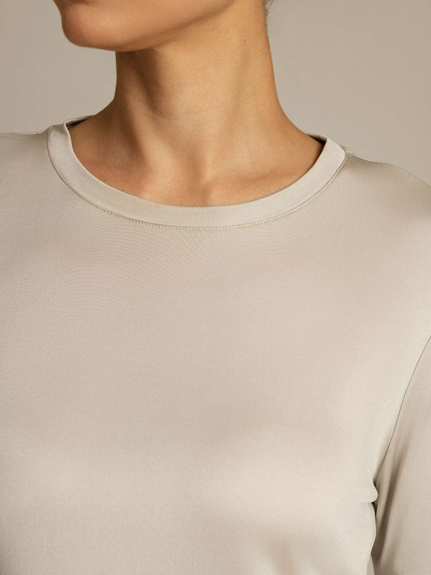 [Grigio] SilkSilky-IT Seta pura Womens T-Shirt 004,