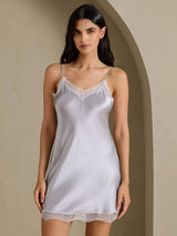 [Argento] SilkSilky-IT Sleeveless Sweetheart Neck Camicia da notte 001