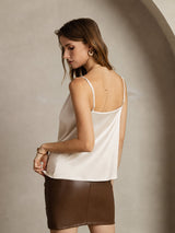 [Beige] SilkSilky-IT Spaghetti Strap Cowl Neck Cami 002