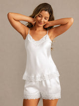 [Bianco] SilkSilky-IT Sleeveless V Neck Set di Bretelle 006