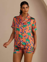 [Elefante Argilla] SilkSilky-IT Short Sleeve Lapel Collar Pigiami da donna 001