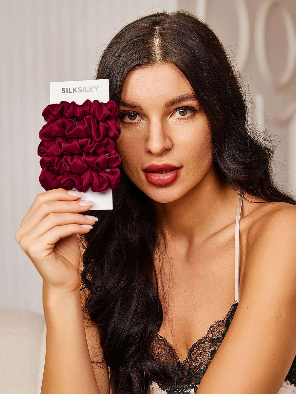 [Fucsia] SilkSilky-IT 19Momme Seta pura Scrunchie 002