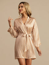 [Giallo Cuore Geo] SilkSilky-IT Long Sleeve Vestaglia da donna 007