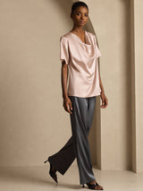[Toscana] SilkSilky-IT Short Sleeve Cowl Neck Bluse 007