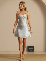 [Azzurro] SilkSilky-IT Sleeveless V Neck Camicia da notte 006
