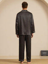 [Catena Nera] SilkSilky-IT Long Sleeve Lapel Collar Pigiami da uomo 007