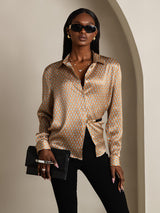 [Floral] SilkSilky-IT Long Sleeve Lapel Collar Camicie da donna 001