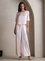 [Rosa] SilkSilky-IT Half Sleeve Round Neck Pigiami da donna 001