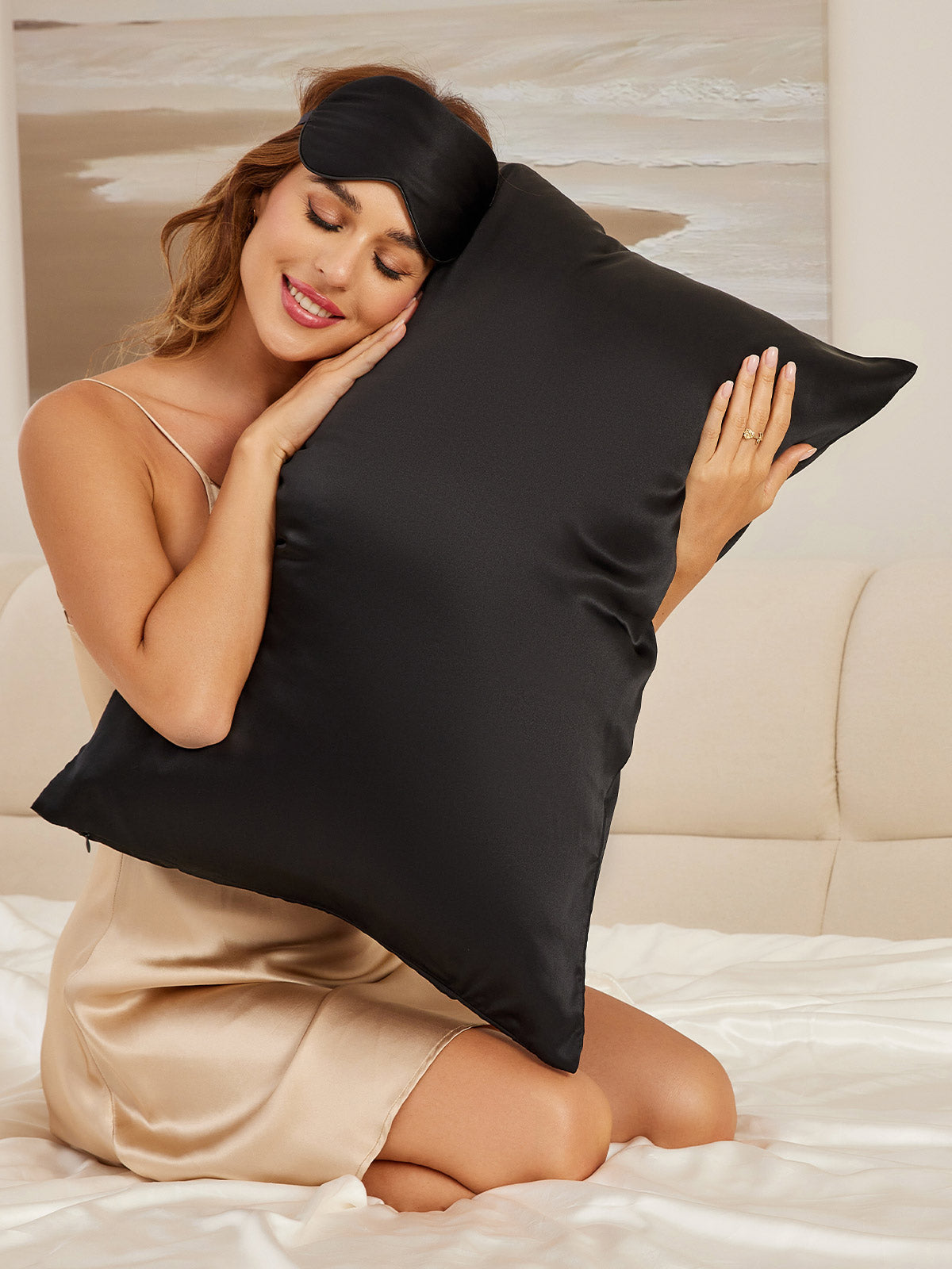 SilkSilky IT 22Momme Seta pura Pillowcase Set Nero 001