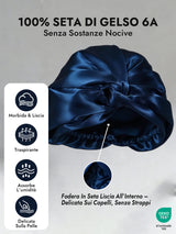 [Blu Scuro] SilkSilky-IT Cuffia di seta 003