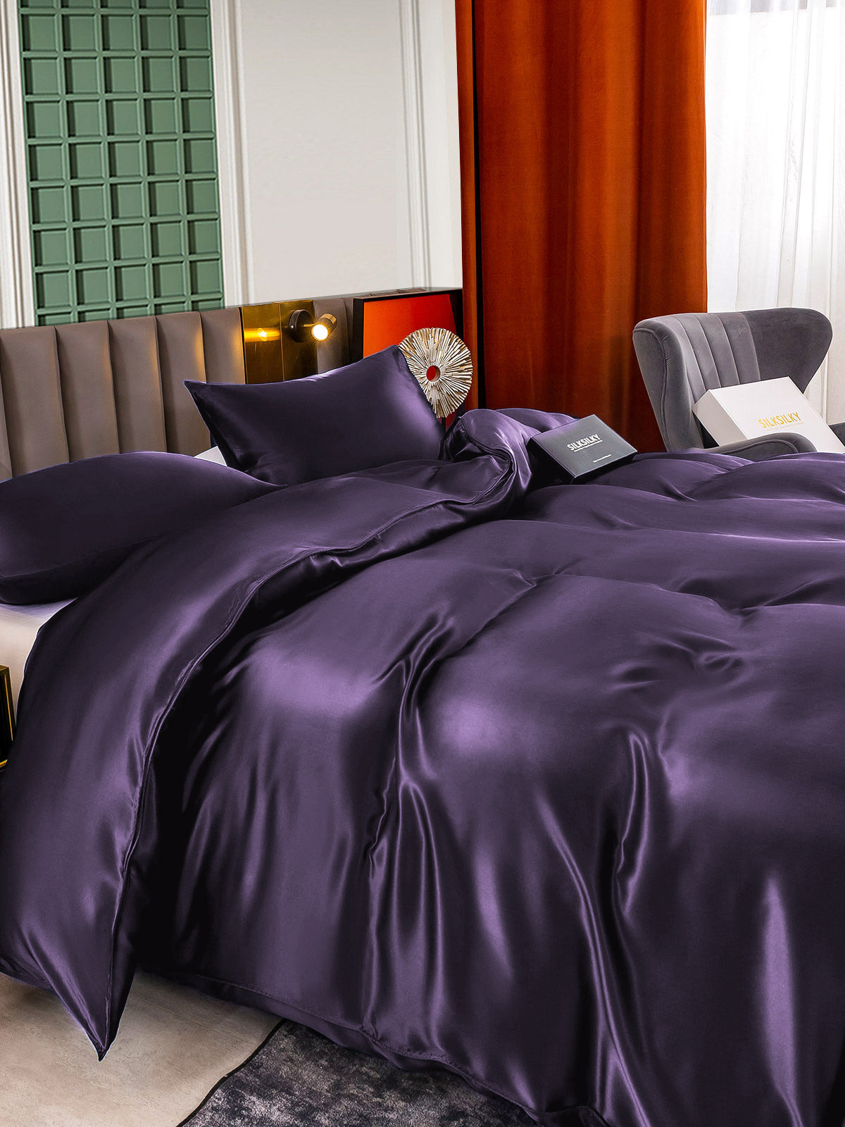 [Viola Scuro] SilkSilky-IT 22Momme Seta pura Bedding Set 005,