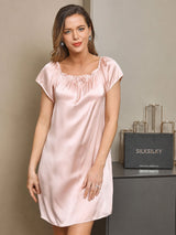 [Rosa Chiaro] SilkSilky-IT Cap Sleeve Square Neck Camicia da notte 005