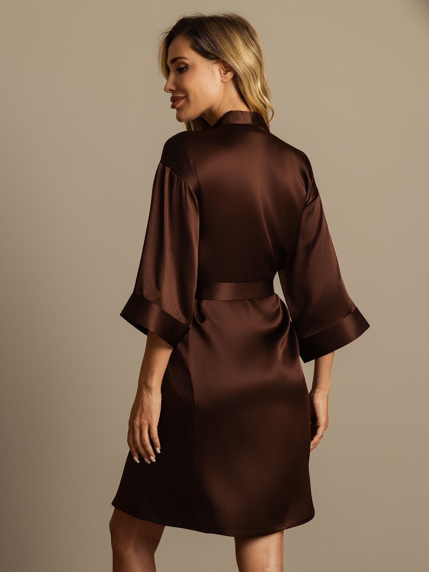 [Caffè] SilkSilky-IT Seta pura Womens Robe 002,