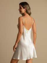 [Bianco] SilkSilky-IT Sleeveless V Neck Camicia da notte 002
