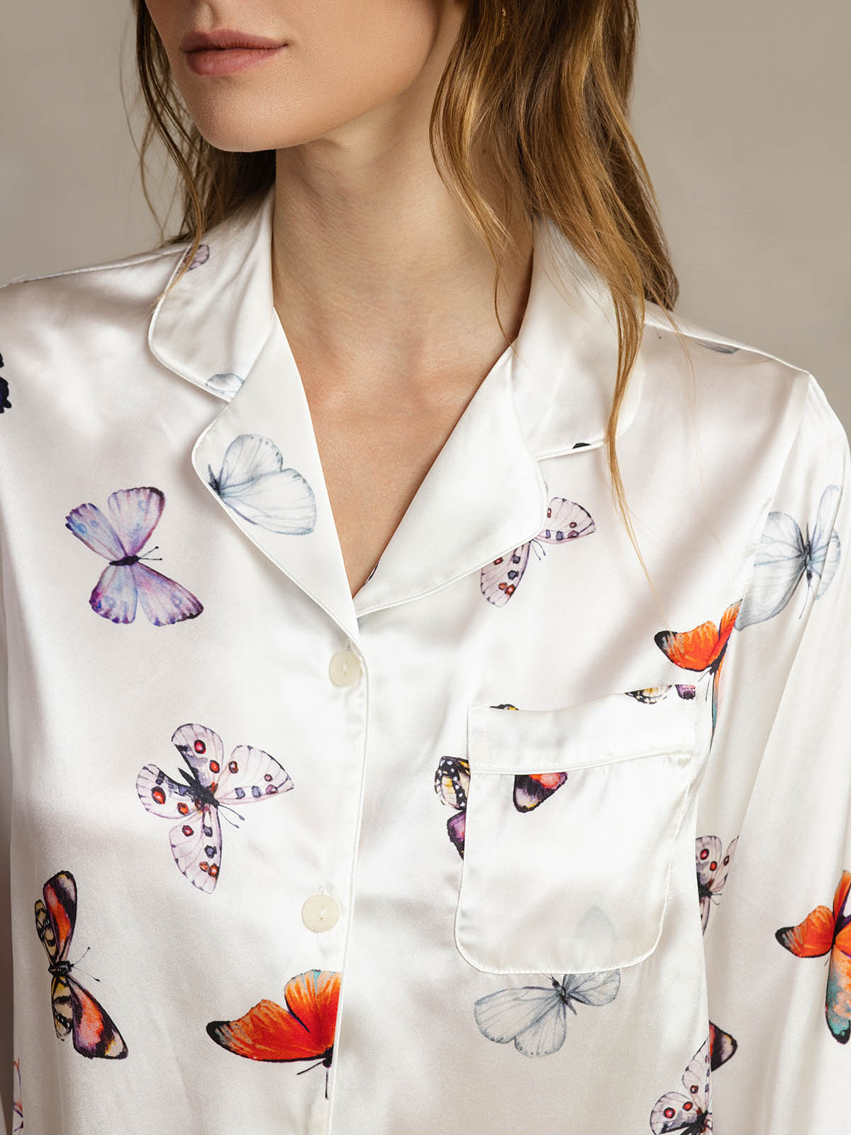 [Farfalla Bianca] SilkSilky-IT Seta pura Womens Pajamas 004