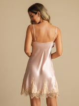 [Rosa] SilkSilky-IT Sleeveless V Neck Camicia da notte 002