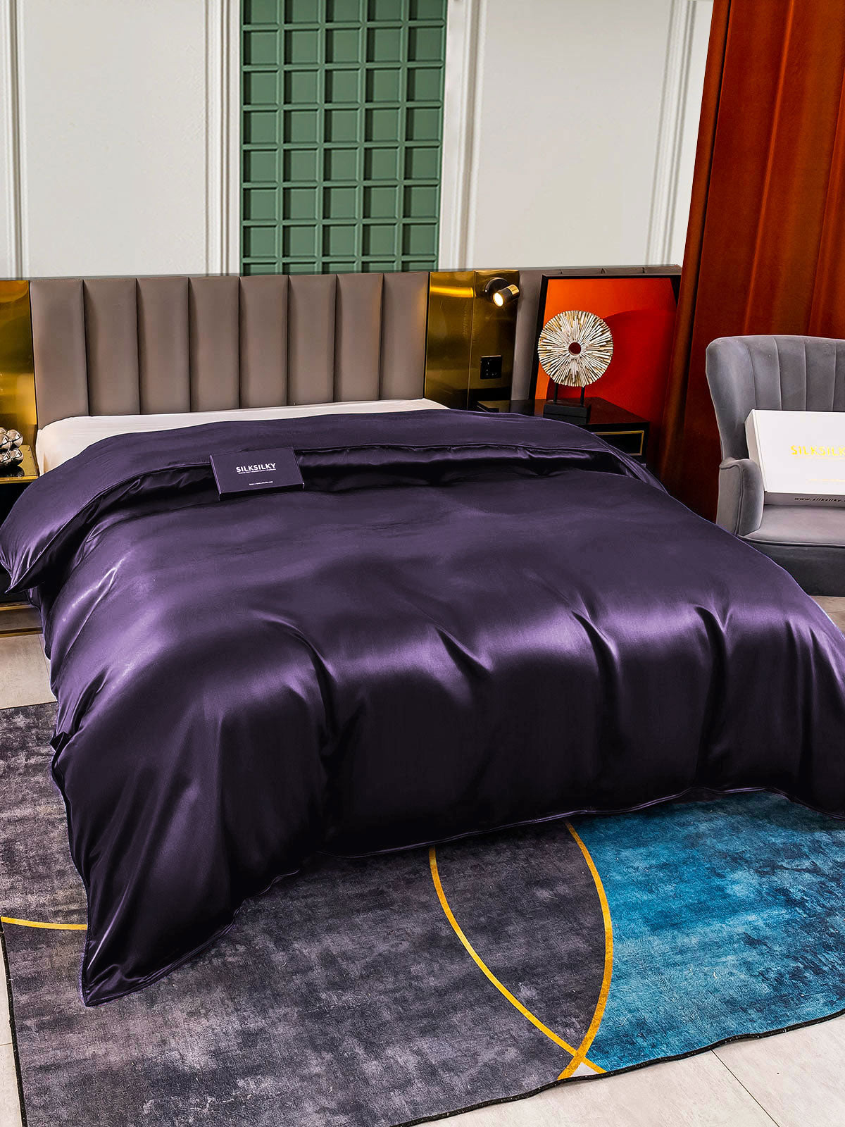 [Viola Scuro] SilkSilky-IT 22Momme Seta pura Duvet Cover 003,