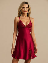 [Vino] SilkSilky-IT Sleeveless Deep V Neck Camicia da notte 004