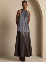 [Grigio Scuro] SilkSilky-IT Sleeveless Halter Magliette donna 003