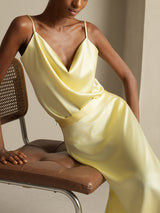 [Giallo Chiaro] SilkSilky-IT Spaghetti Strap Cowl Neck Women's Outfit Sets 008