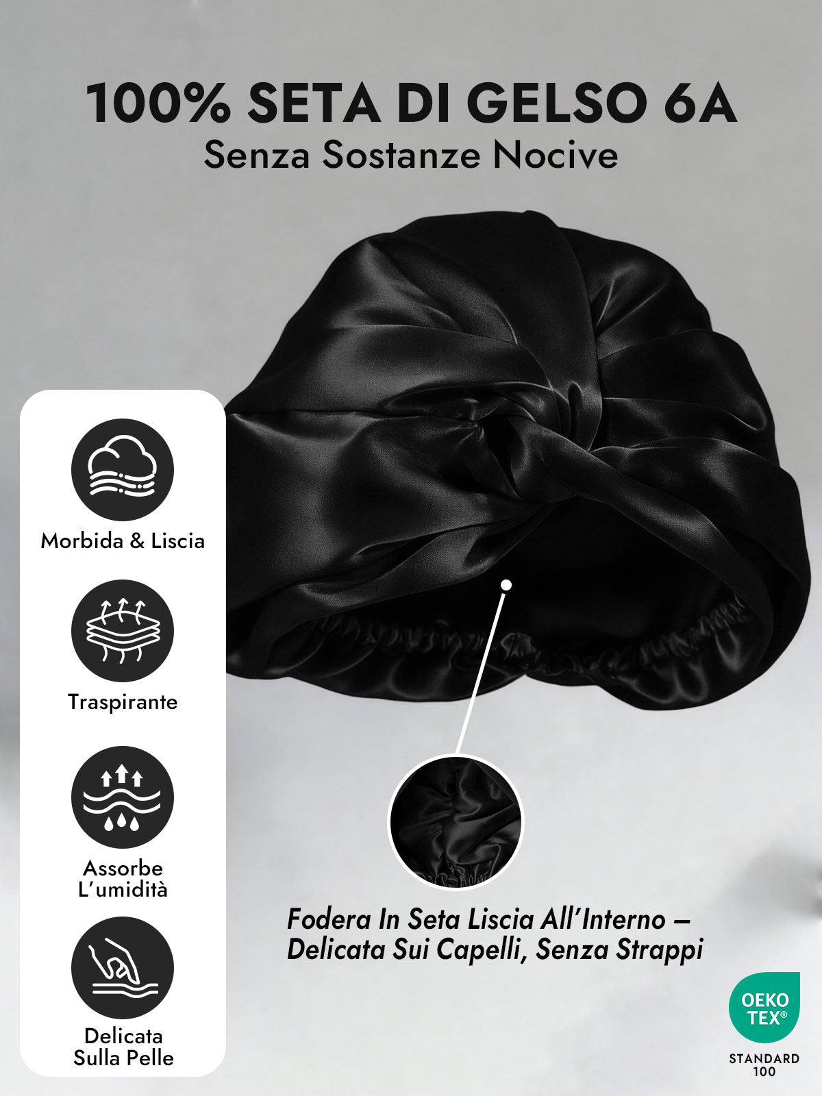 [Nero] SilkSilky-IT Cuffia di seta 003