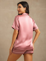 [Malva Pallido] SilkSilky-IT Short Sleeve Lapel Collar Pigiami da donna 002