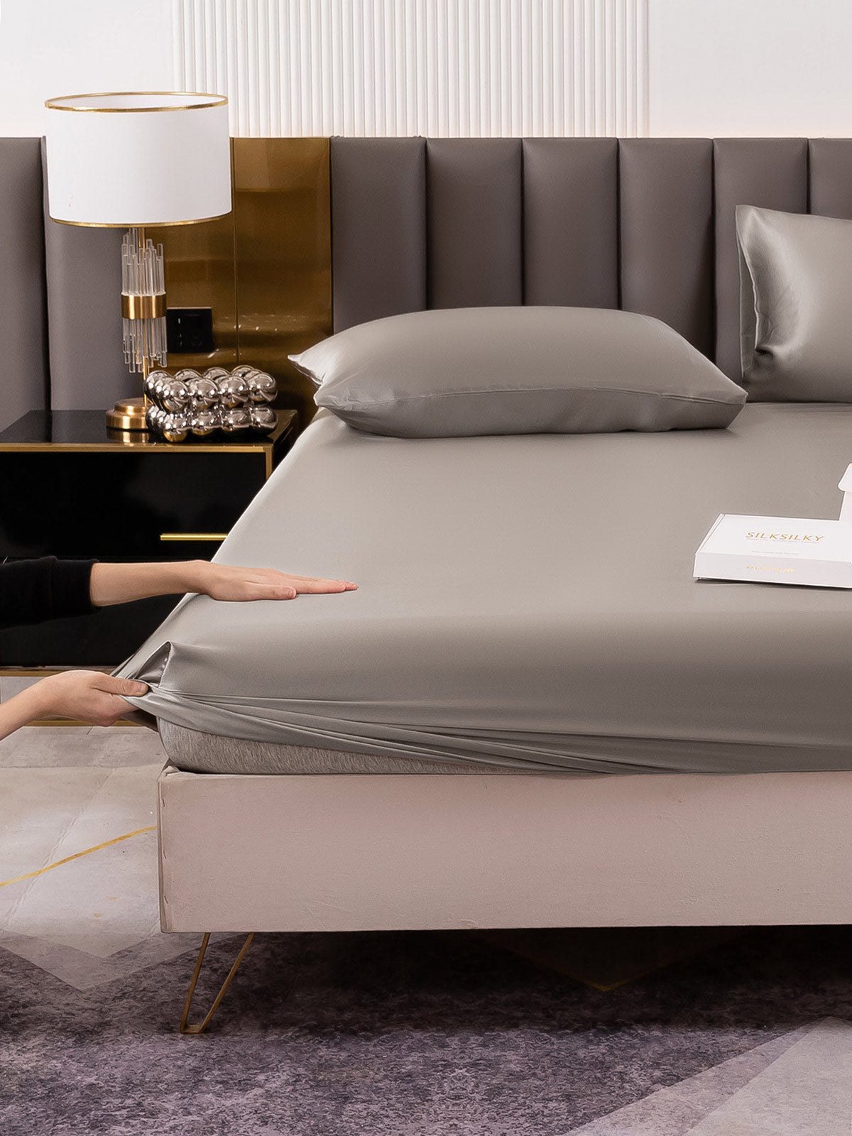 [Grigio] SilkSilky-IT 19Momme Seta pura Bedding Set 006
