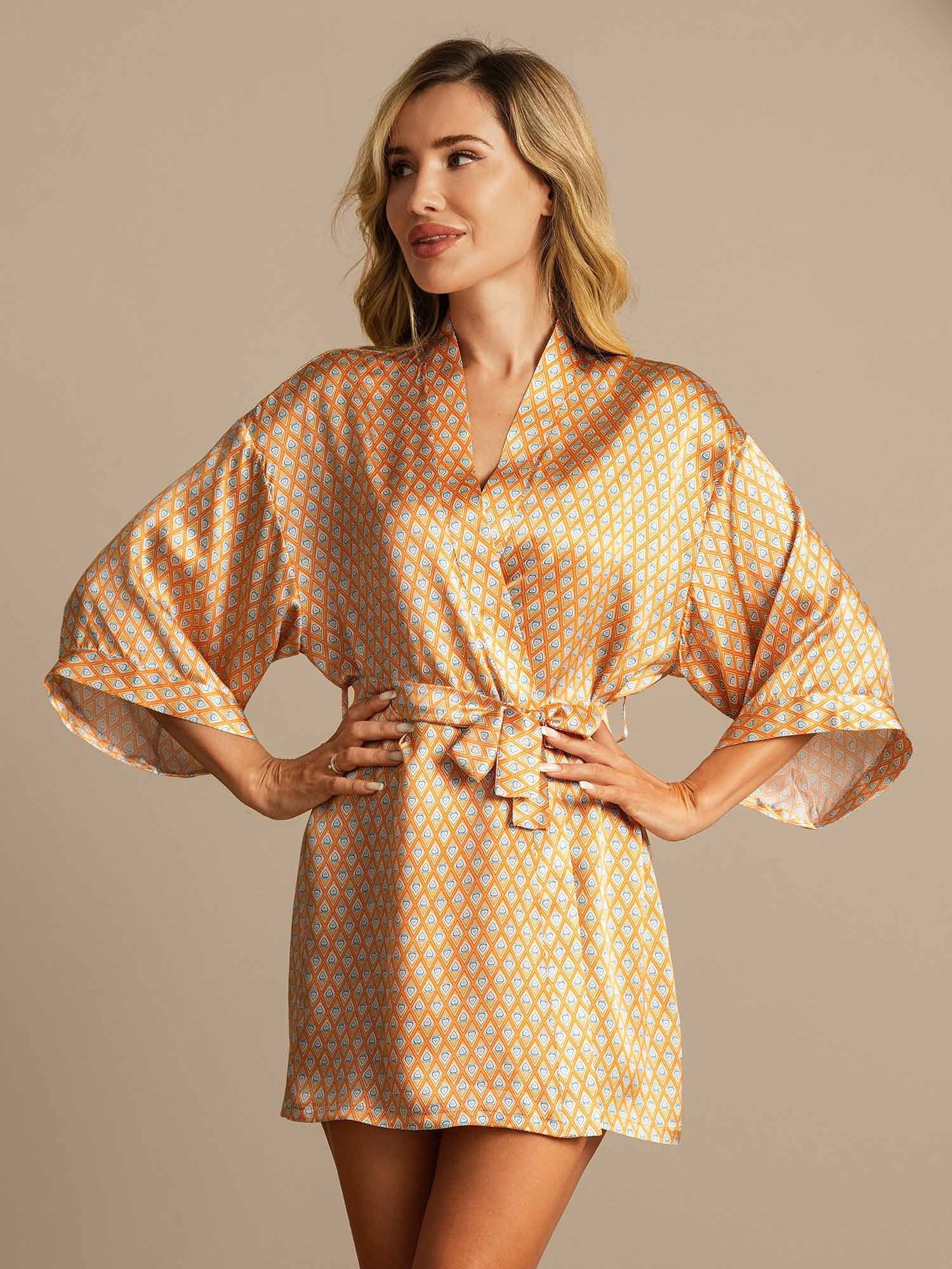 [Floral] SilkSilky-IT Seta pura Womens Robe 001,