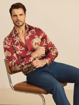 [Drago Vino] SilkSilky-IT Long Sleeve Lapel Collar Camicia da uomo 006