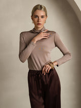 [Cachi] SilkSilky-IT Manica lunga Dolcevita Magliette donna 005