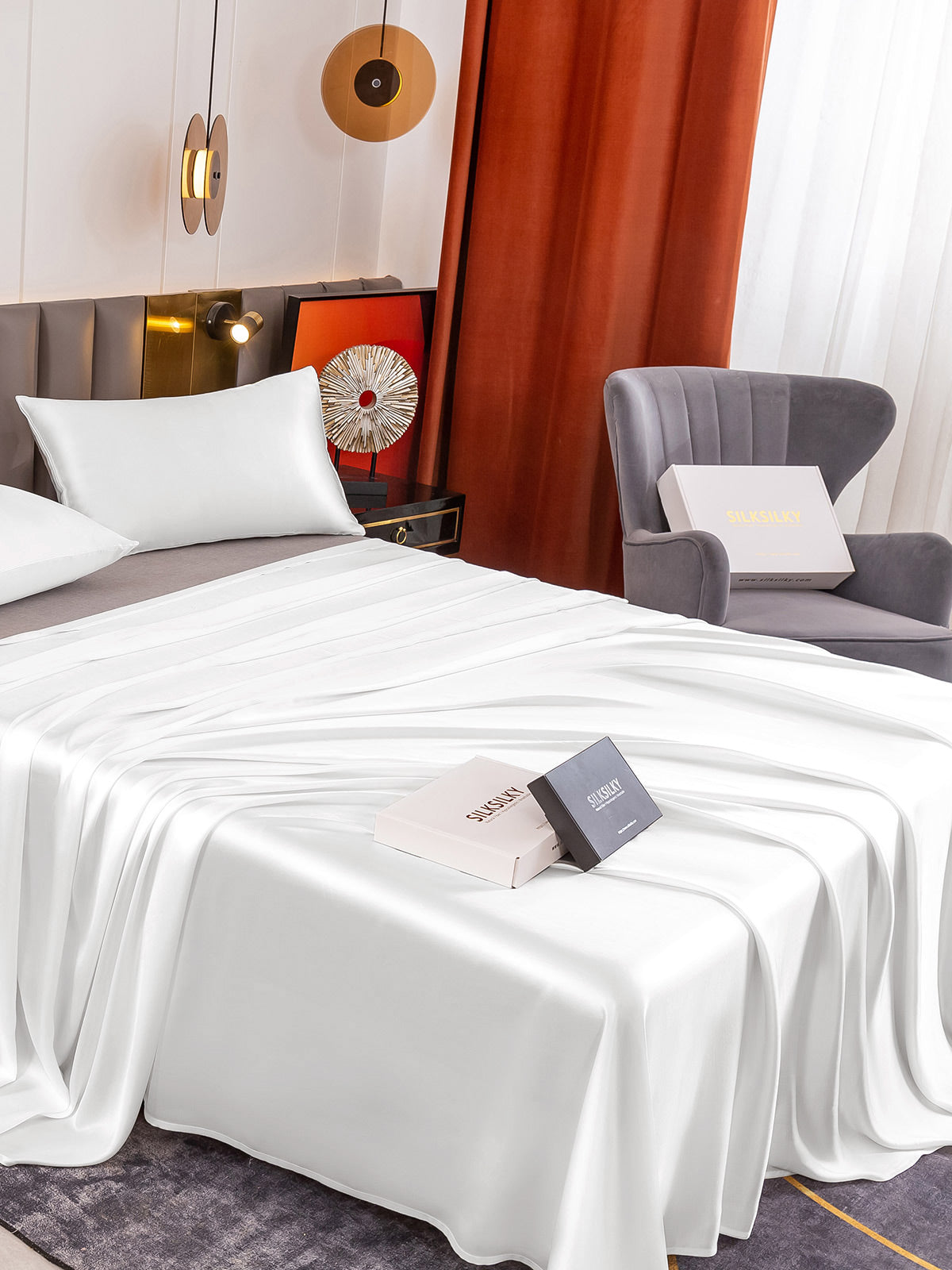 [Bianco] SilkSilky-IT 19Momme Seta pura Bedding Set 004