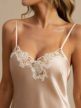 [Rosa] SilkSilky-IT Sleeveless V Neck Camicia da notte 005
