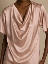 [Toscana] SilkSilky-IT Short Sleeve Cowl Neck Bluse 003