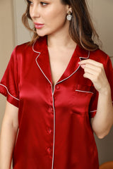 [Vino] SilkSilky-IT Short Sleeve Lapel Collar Pigiami da donna 008