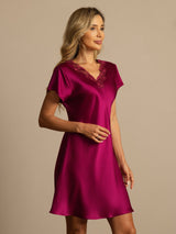 [Vino] SilkSilky-IT Short Sleeve V Neck Camicia da notte 005