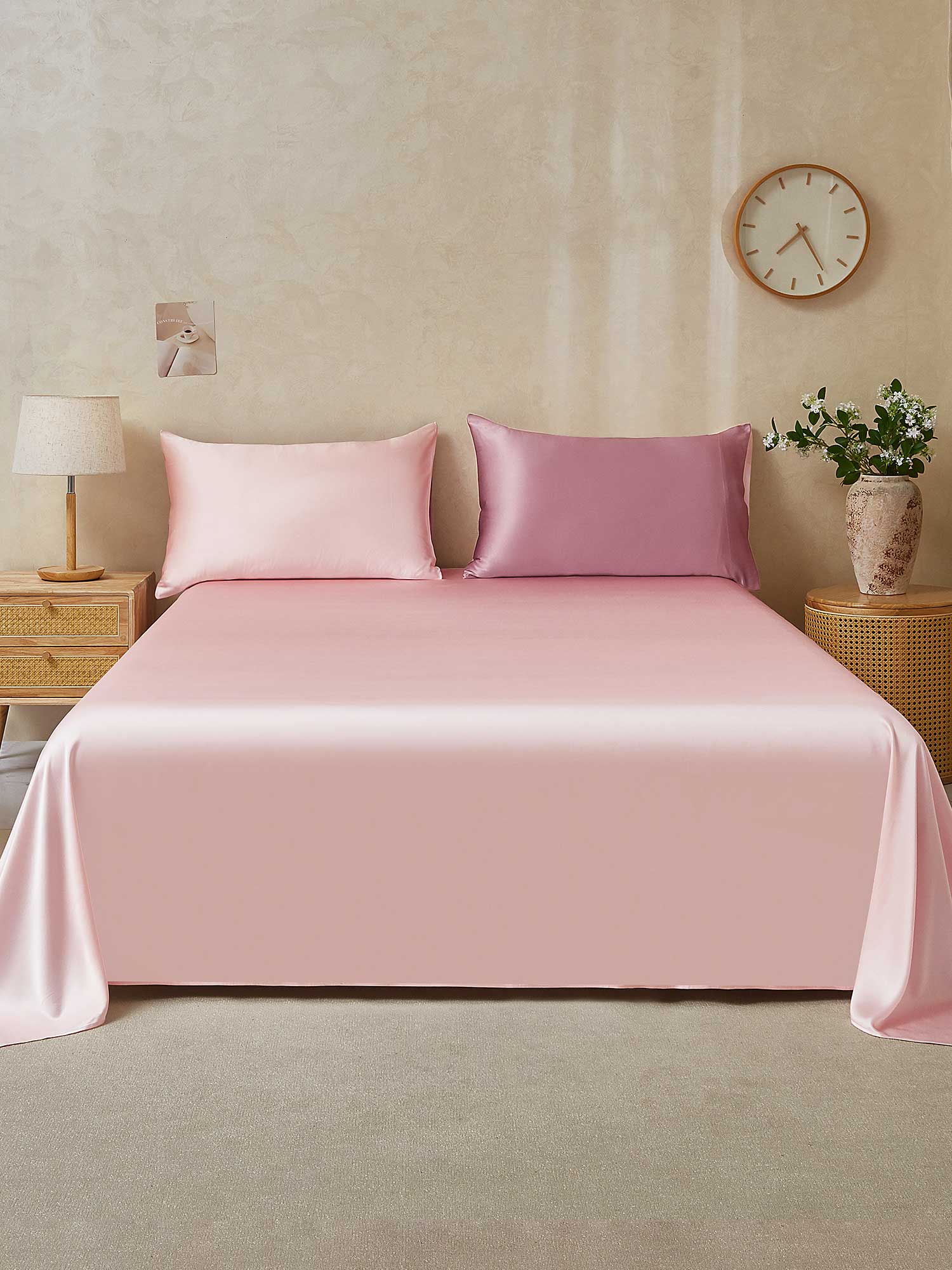 [MalvaPallido+RosaChiaro] SilkSilky-IT 25Momme Seta pura Bedding Set 001,